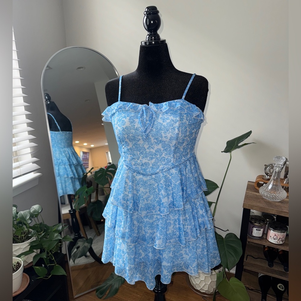Blue Floral Mini Dress